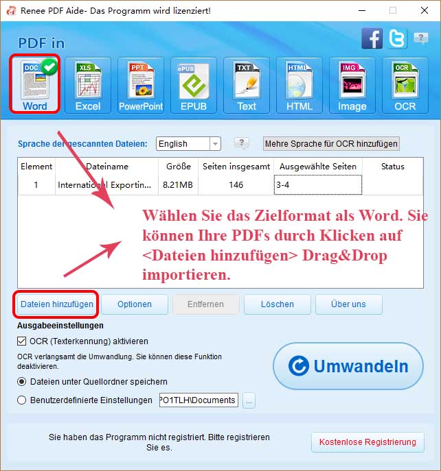 PDF in Word (.docx) kostenlos und leistungsfaehig umwandeln