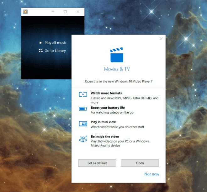 Windows 10 Wechsel zu Filme-TV