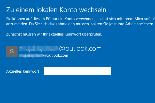 Passwort von Microsoft-Konto eingeben