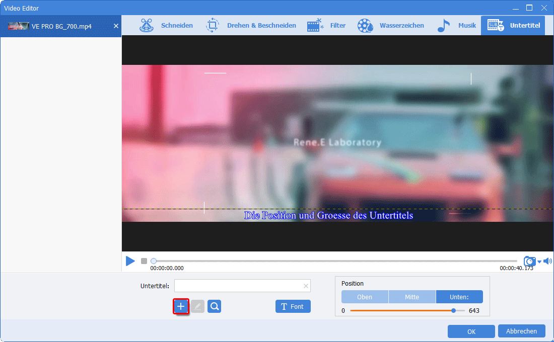 Renee Video Editor Pro Untertitel direkt laden