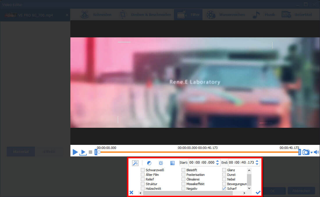 Renee Video Editor Pro_Filter_dem Video Filter hinzufügen