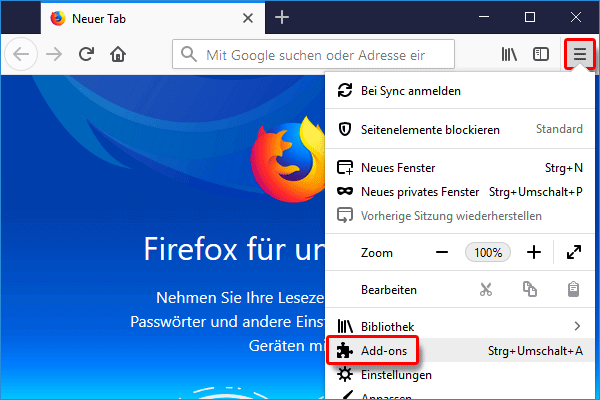 Firefox_Add ons klicken
