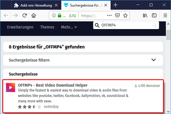 Firefox_Add ons_PlugIns OFFMP4 suchen_klicken