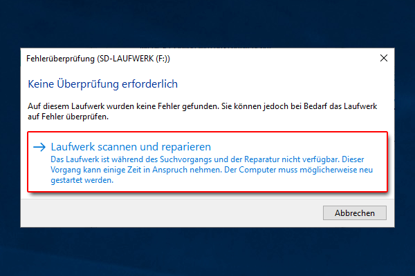 SD Karte wird nicht erkannt_Laufwerk scannen und reparieren
