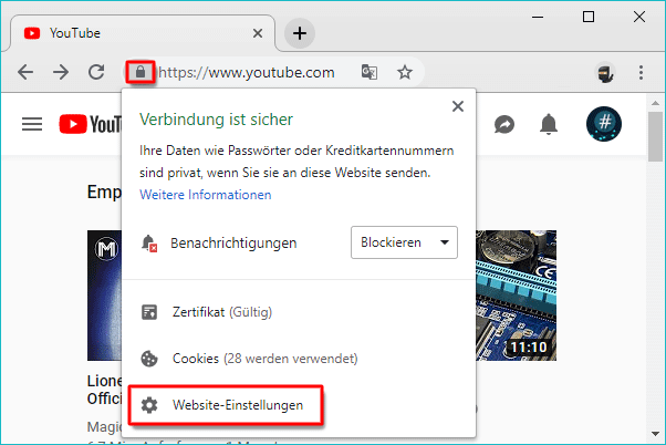 Chrome Website Einstellungen