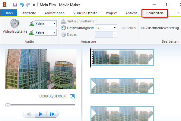 Mit Movie Maker bei Windows 10 Video schneiden